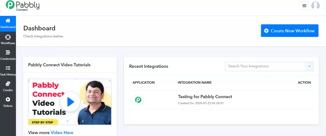 Panel de usuario de Pabbly Connect