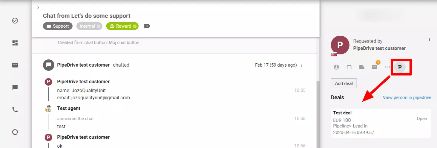 Características de integración de PipeDrive en LiveAgent
