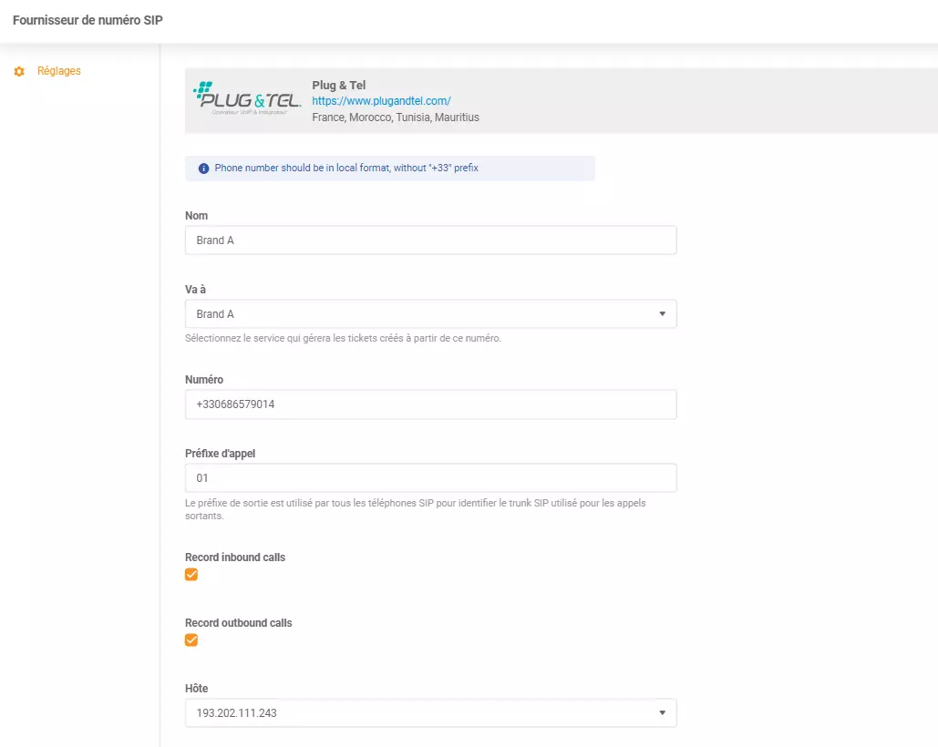 Credenciales de Plug & Tel