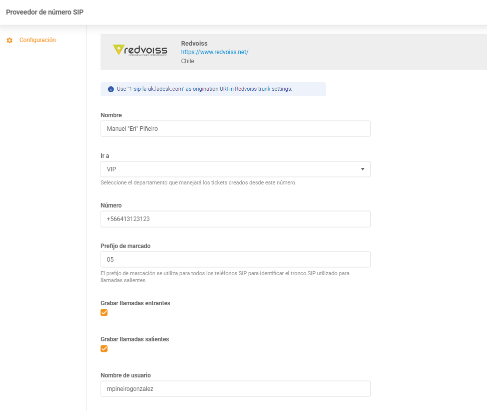Credenciales de Redvoiss