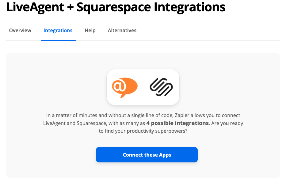 Conectar LiveAgent con Squarespace a través de Zapier