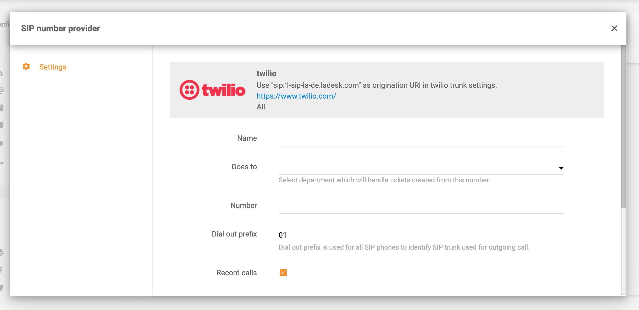 Integración VOIP LiveAgent Twilio