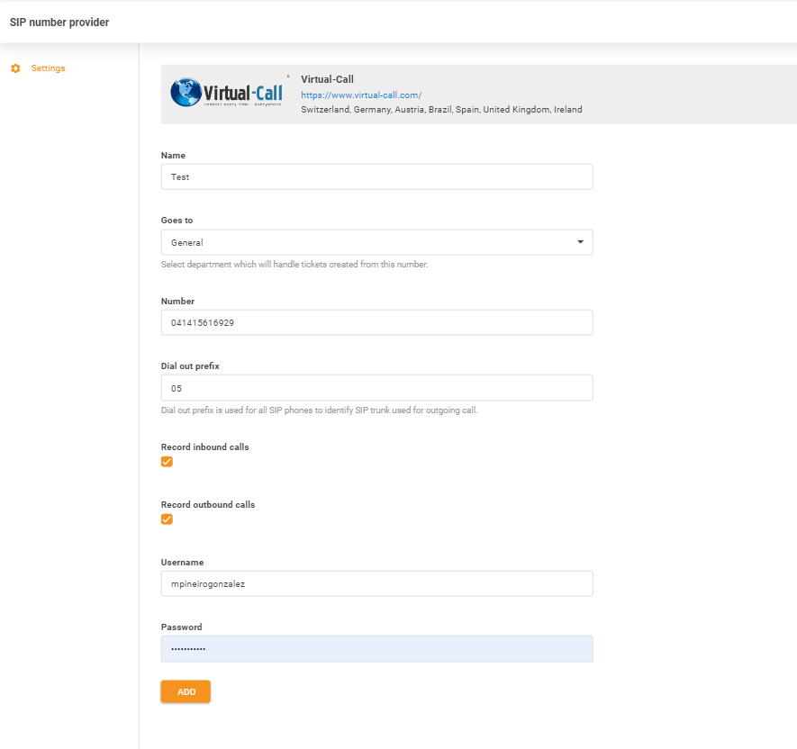 Credenciales de Virtual-Call