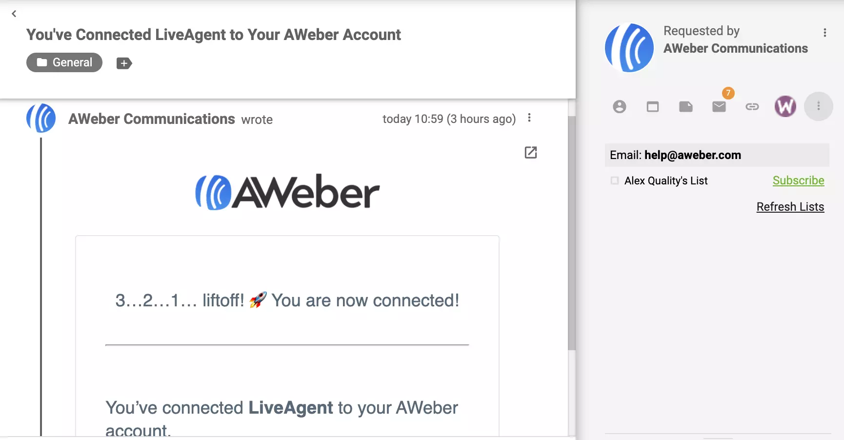 Plugin de AWeber activado