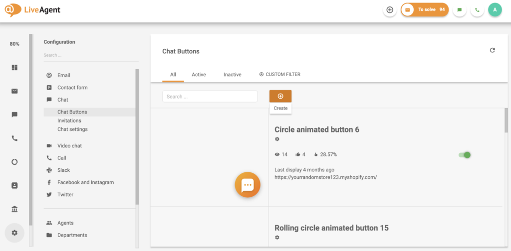 Configuración del botón de chat en LiveAgent