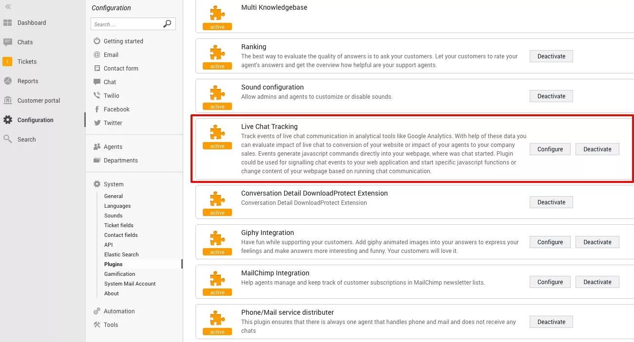 Seguimiento de chat en vivo de LiveAgent