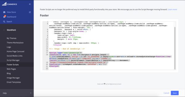 Integración de LiveAgent con BigCommerce