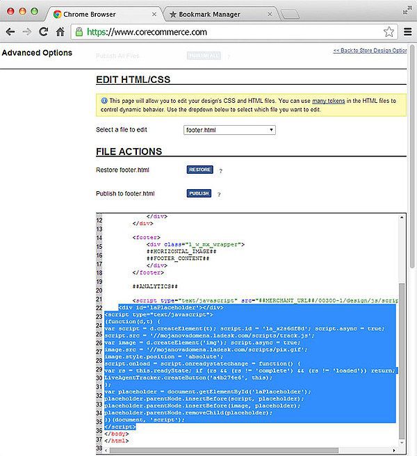 Integración de LiveAgent con CoreCommerce