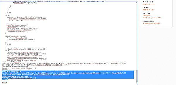 Botón de chat en vivo colocado en el cuerpo de la tienda electrónica Volusion
