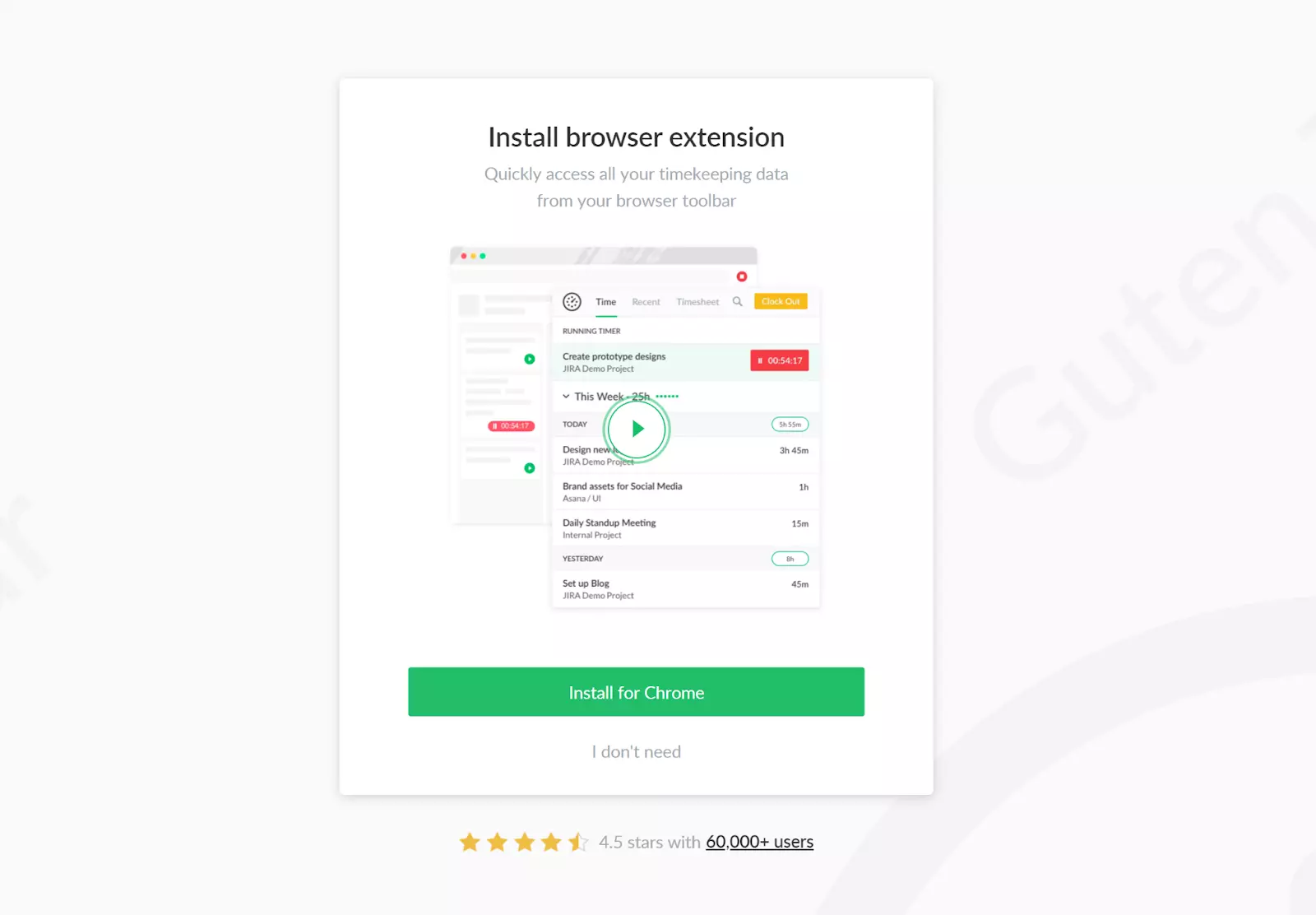 Instalar extensión de navegador de Everhour