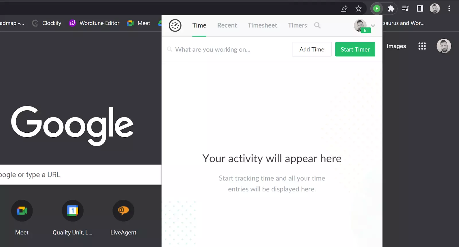 Extensión de seguimiento de tiempo de Everhour