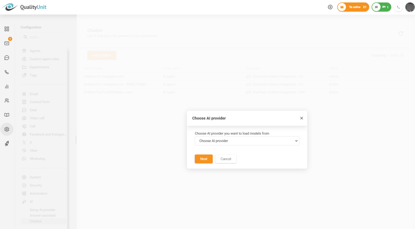Elegir proveedor de chatbot de IA