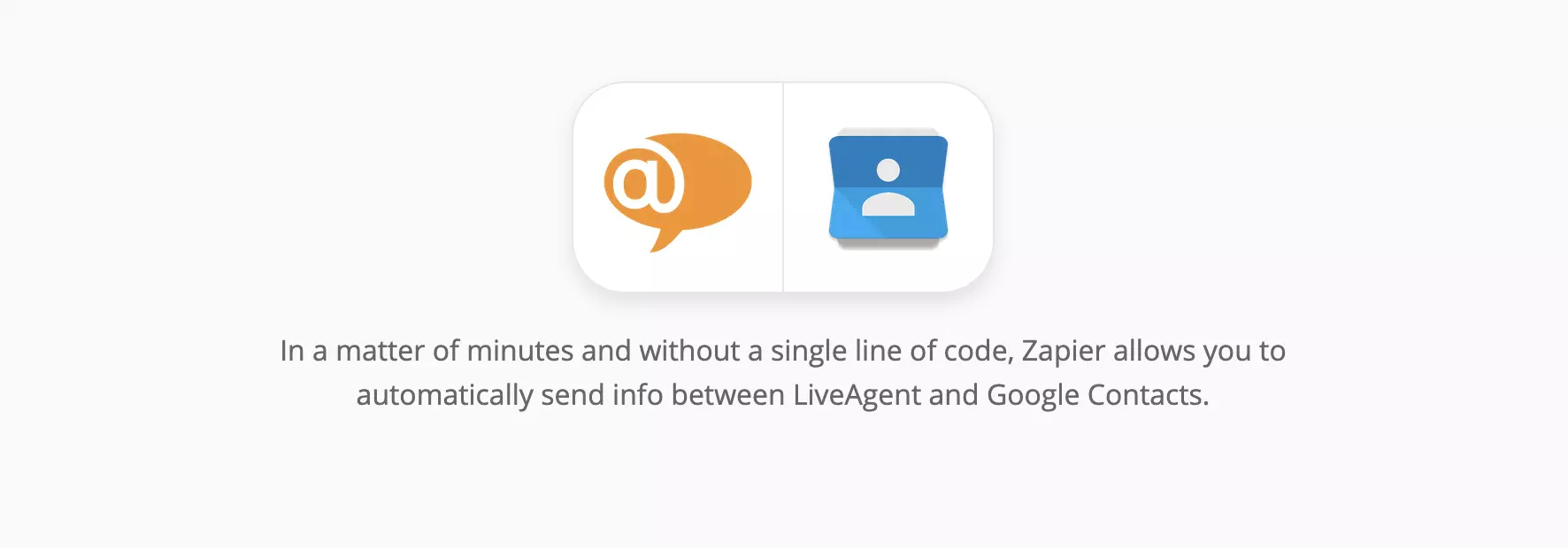 Página de integraciones de LiveAgent y Google Contacts en Zapier