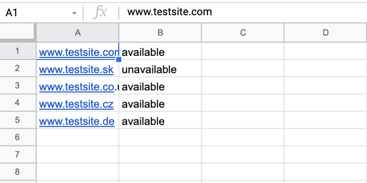 Google Sheets example