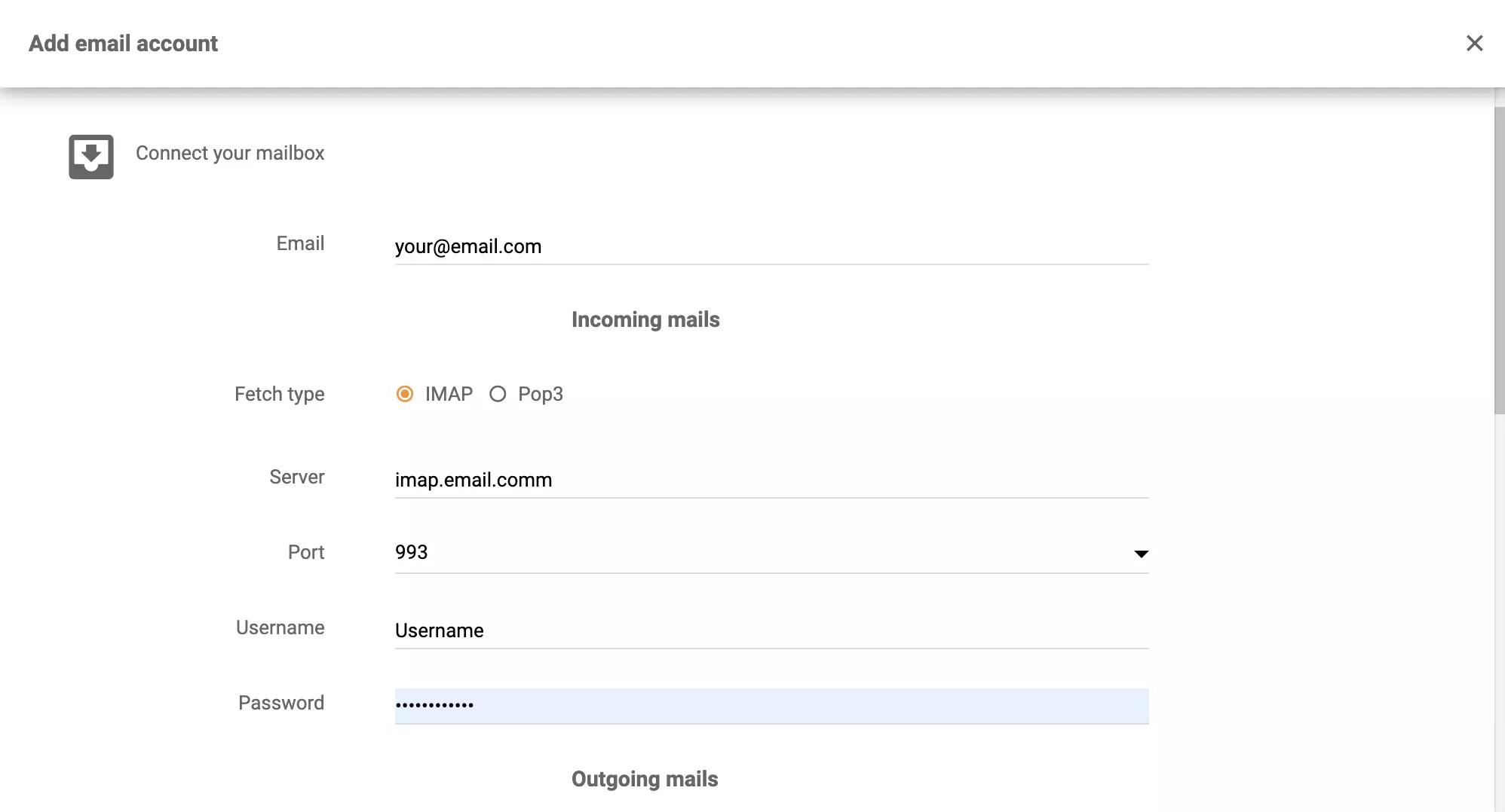 Configuración de la integración de hMailServer en LiveAgent