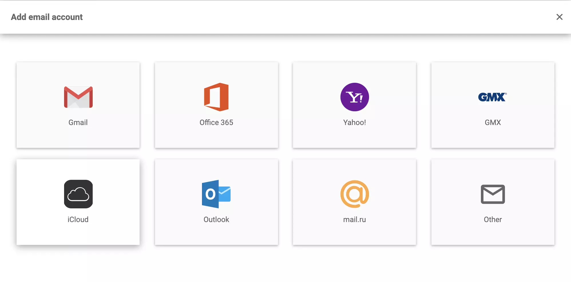 iCloud en la configuración de correo electrónico de LiveAgent