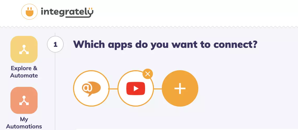 Integrately con aplicaciones seleccionadas y listas para integración