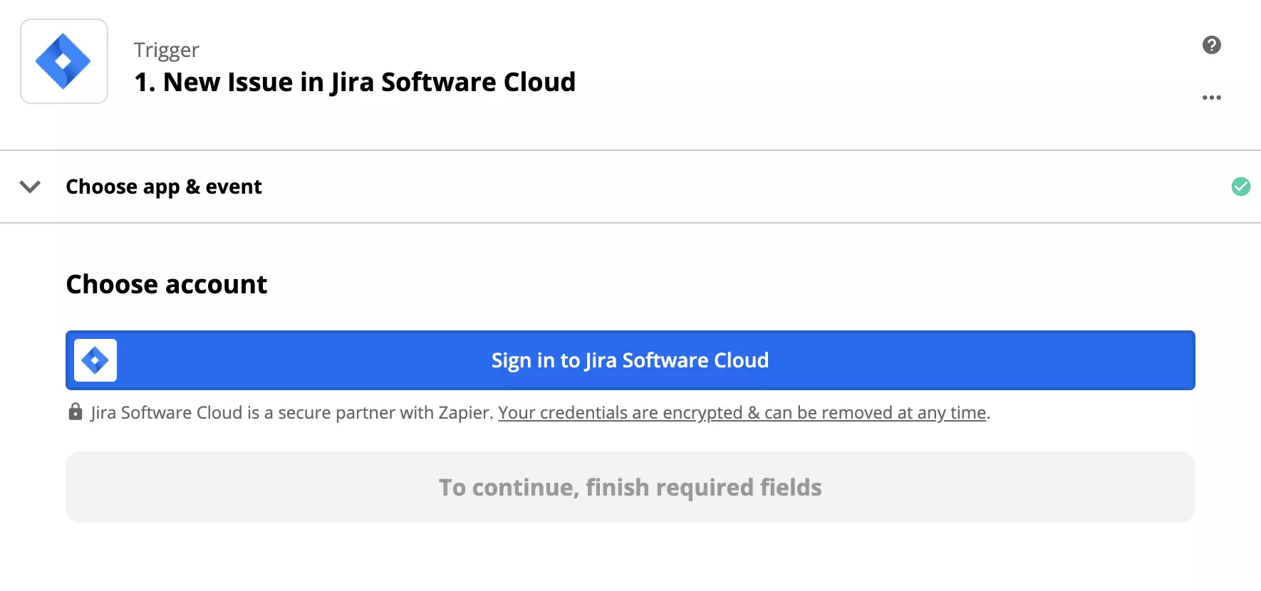 Configuración del disparador de Jira en Zapier