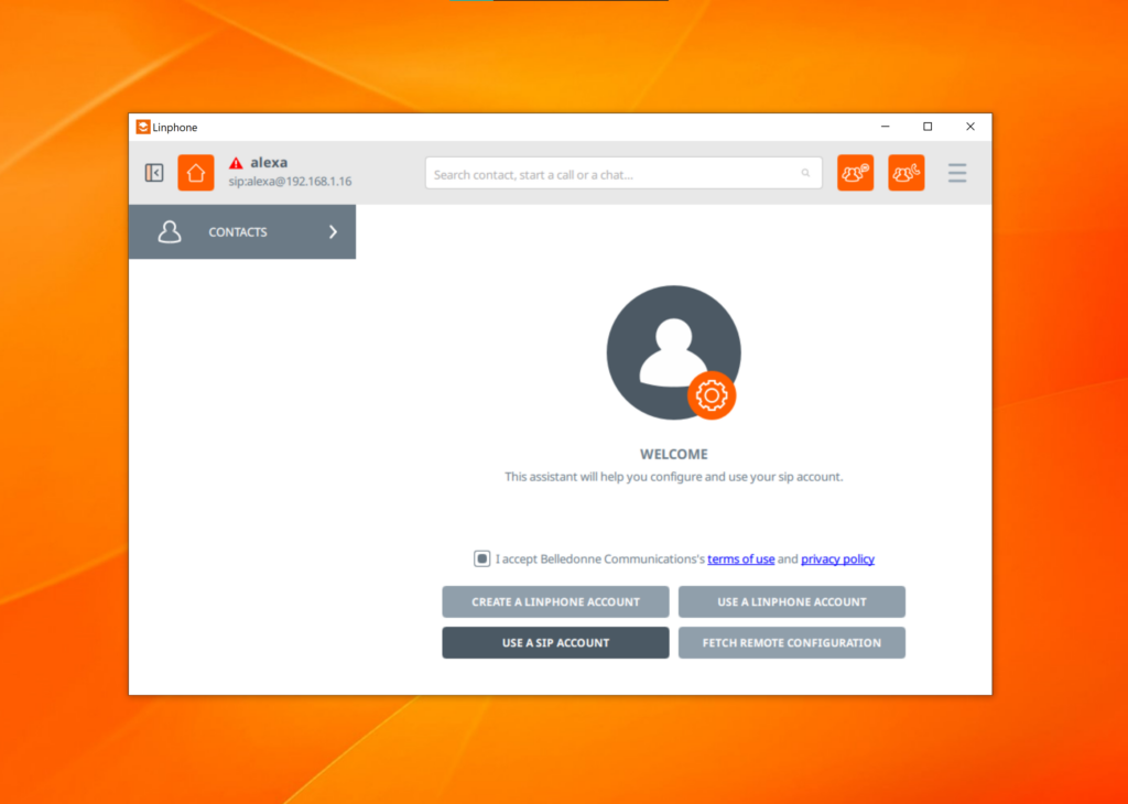 Configuración SIP de Linphone