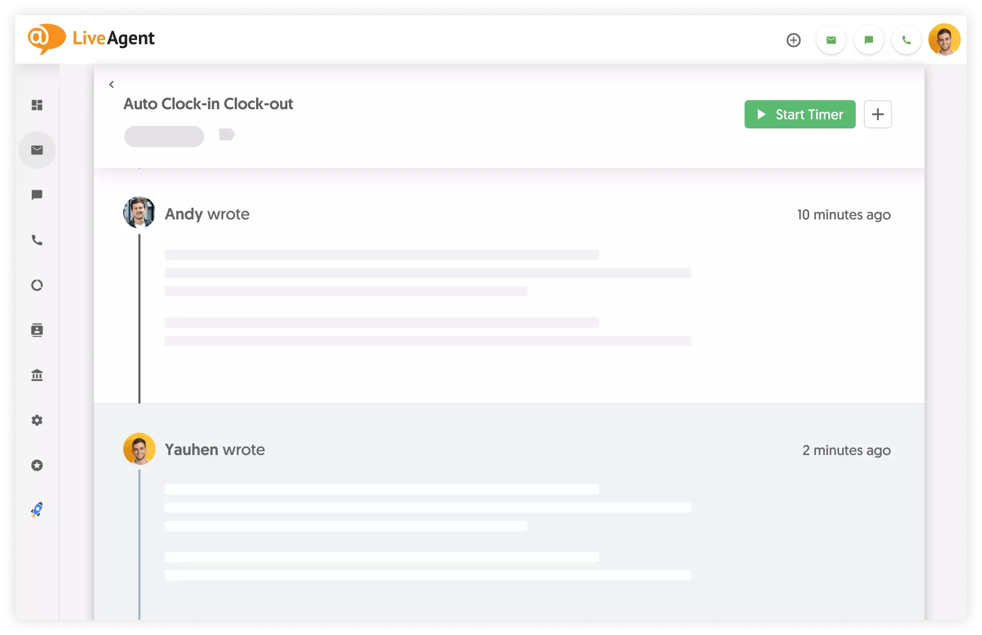 LiveAgent realizando un seguimiento del tiempo con Everhour