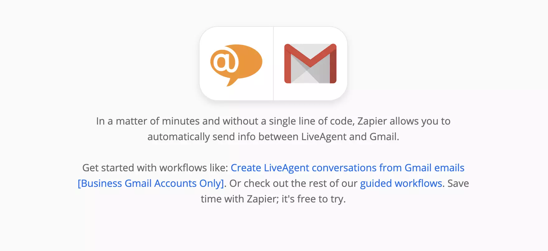 Integración de LiveAgent y Gmail en Zapier
