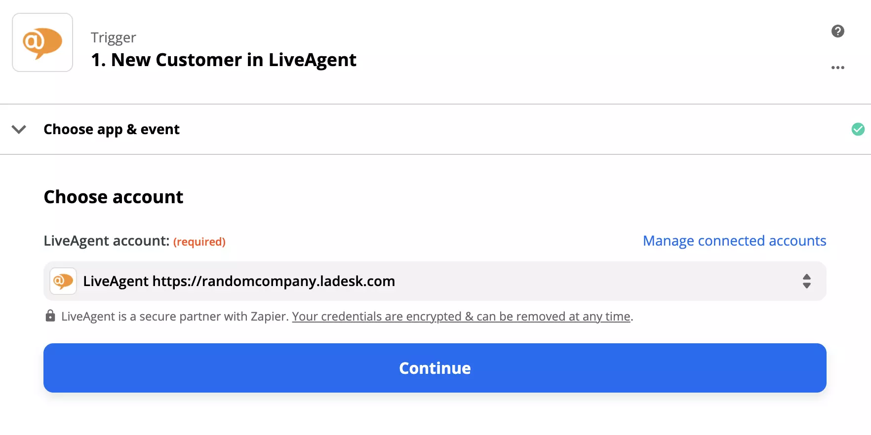 Configuración del disparador de LiveAgent