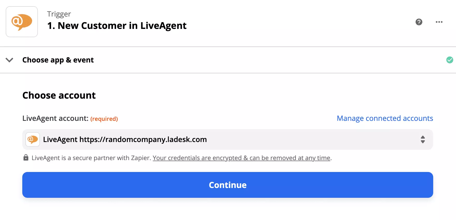Configuración del disparador de LiveAgent en la integración de Giphy en Zapier