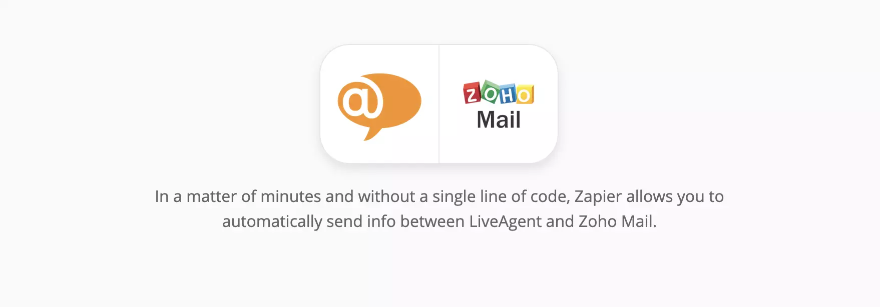 Página de integración de LiveAgent y Zoho Mail en Zapier