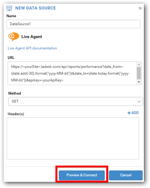 Botón Bold BI Preview and Connect