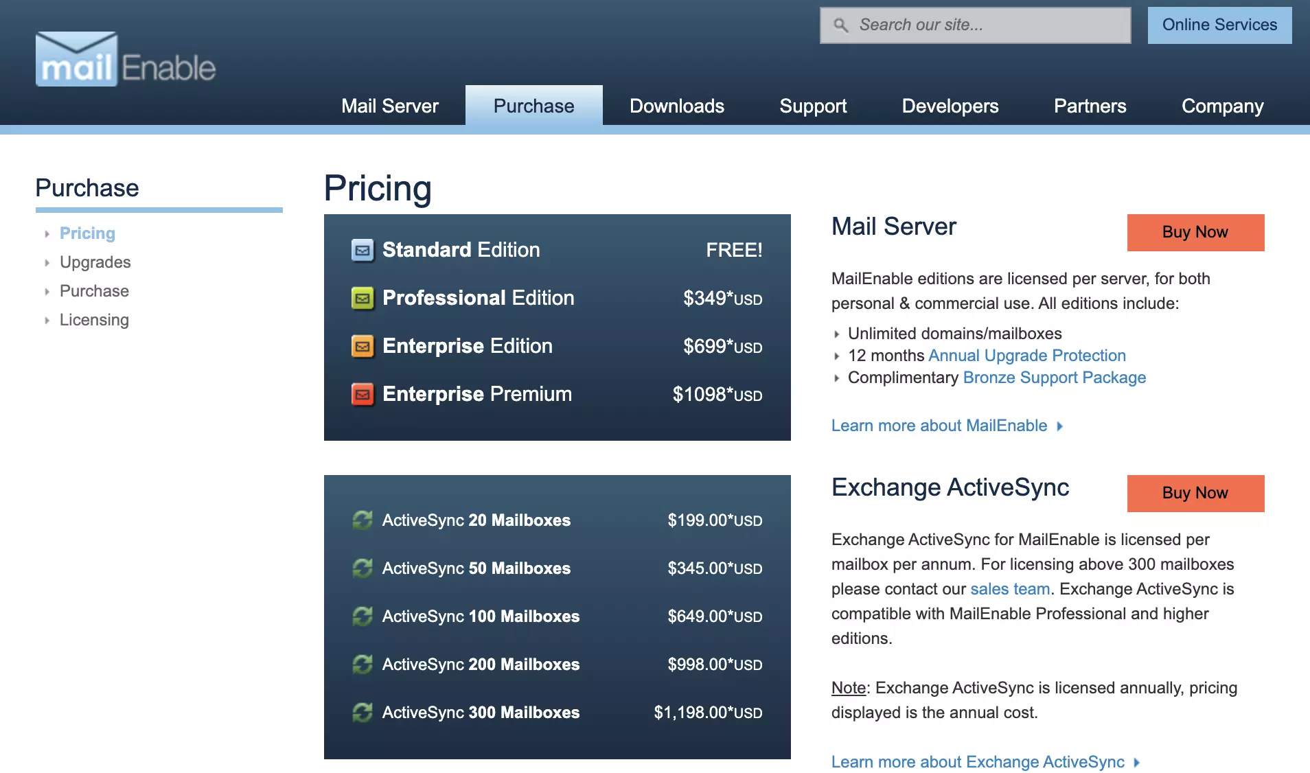 Planes de MailEnable