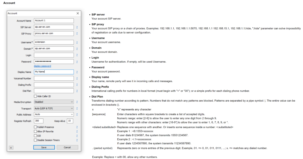 MicroSIP añadir nueva cuenta
