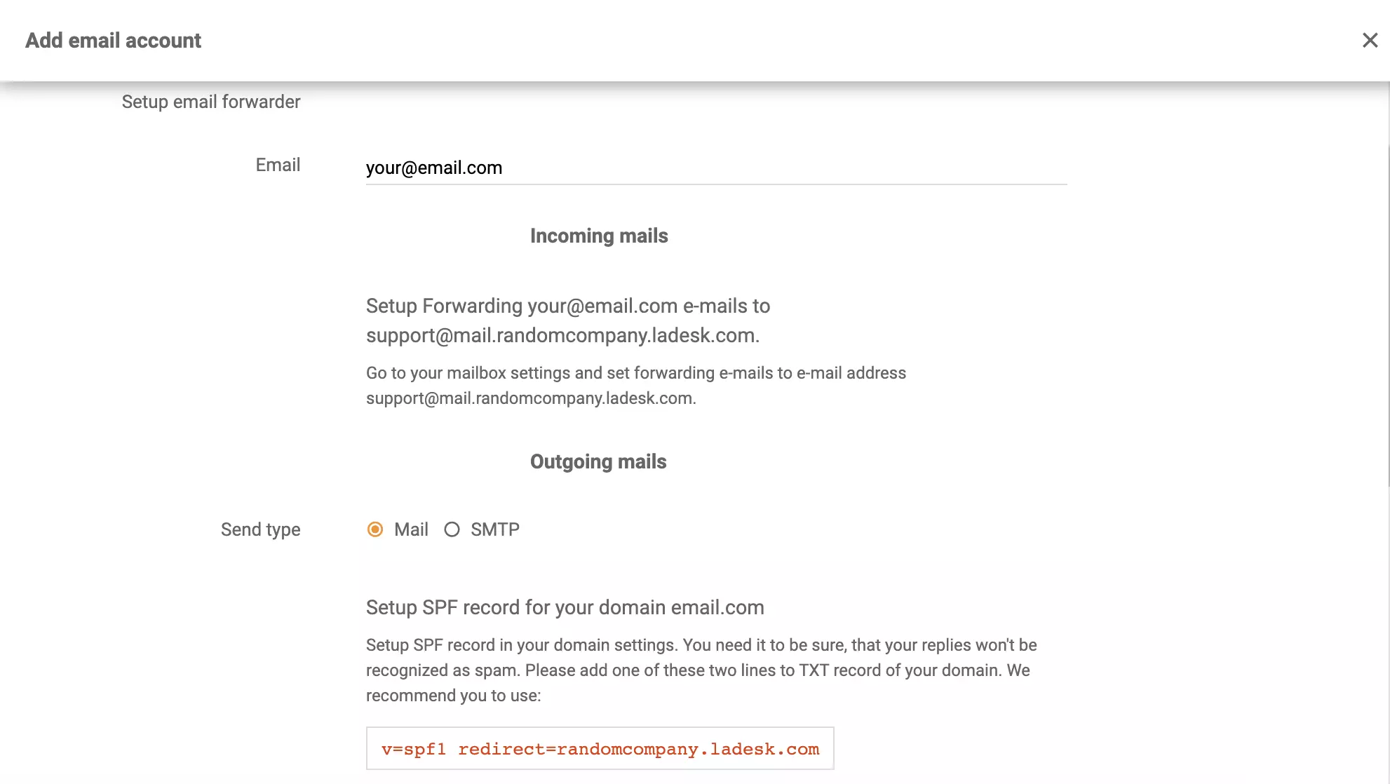 Configuración de reenvío de correo electrónico de Microsoft Exchange Server en LiveAgent
