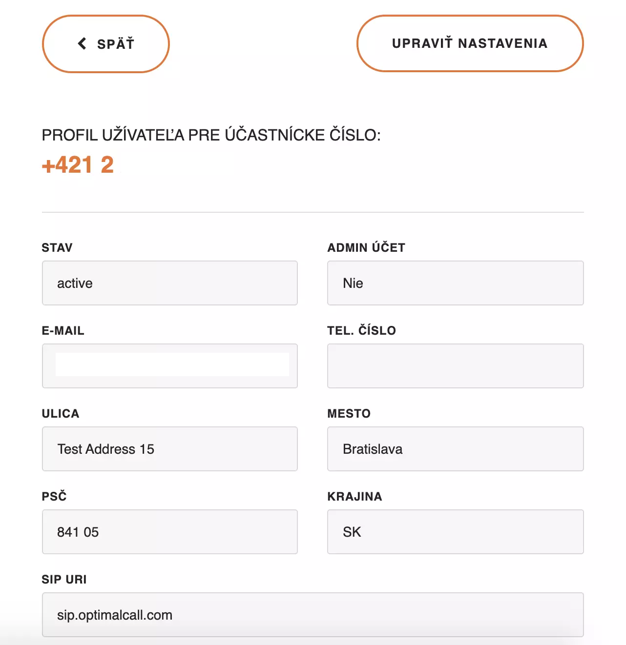 Información de perfil de Optimal Call