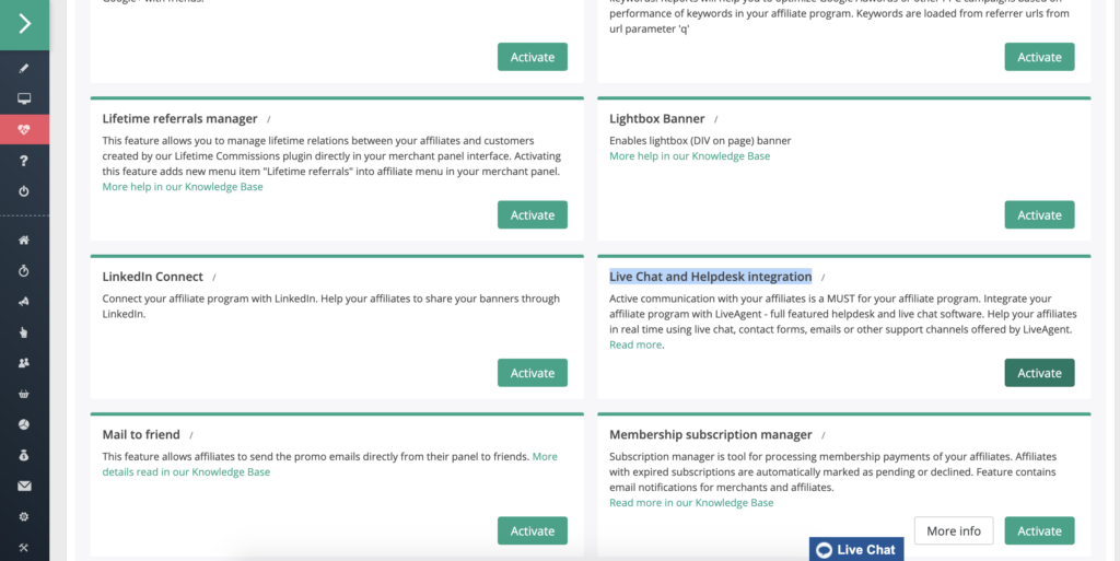 Lista de características con migración de Helpdesk