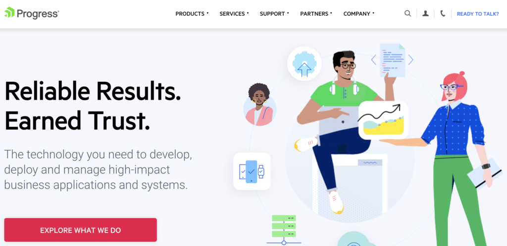 Página de inicio de Progress IMail server con opción de exploración
