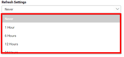 Configuración de actualización de Bold BI