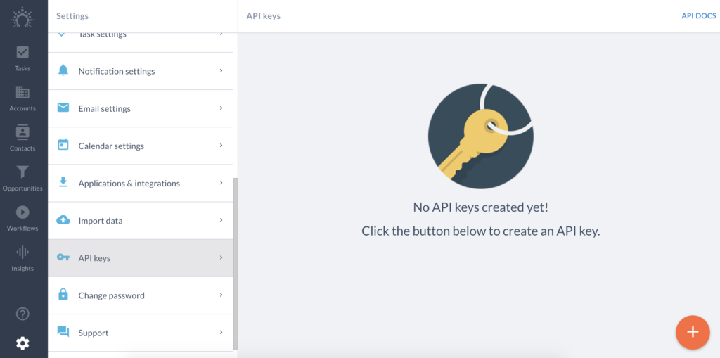 Claves API en la configuración de Salesflare