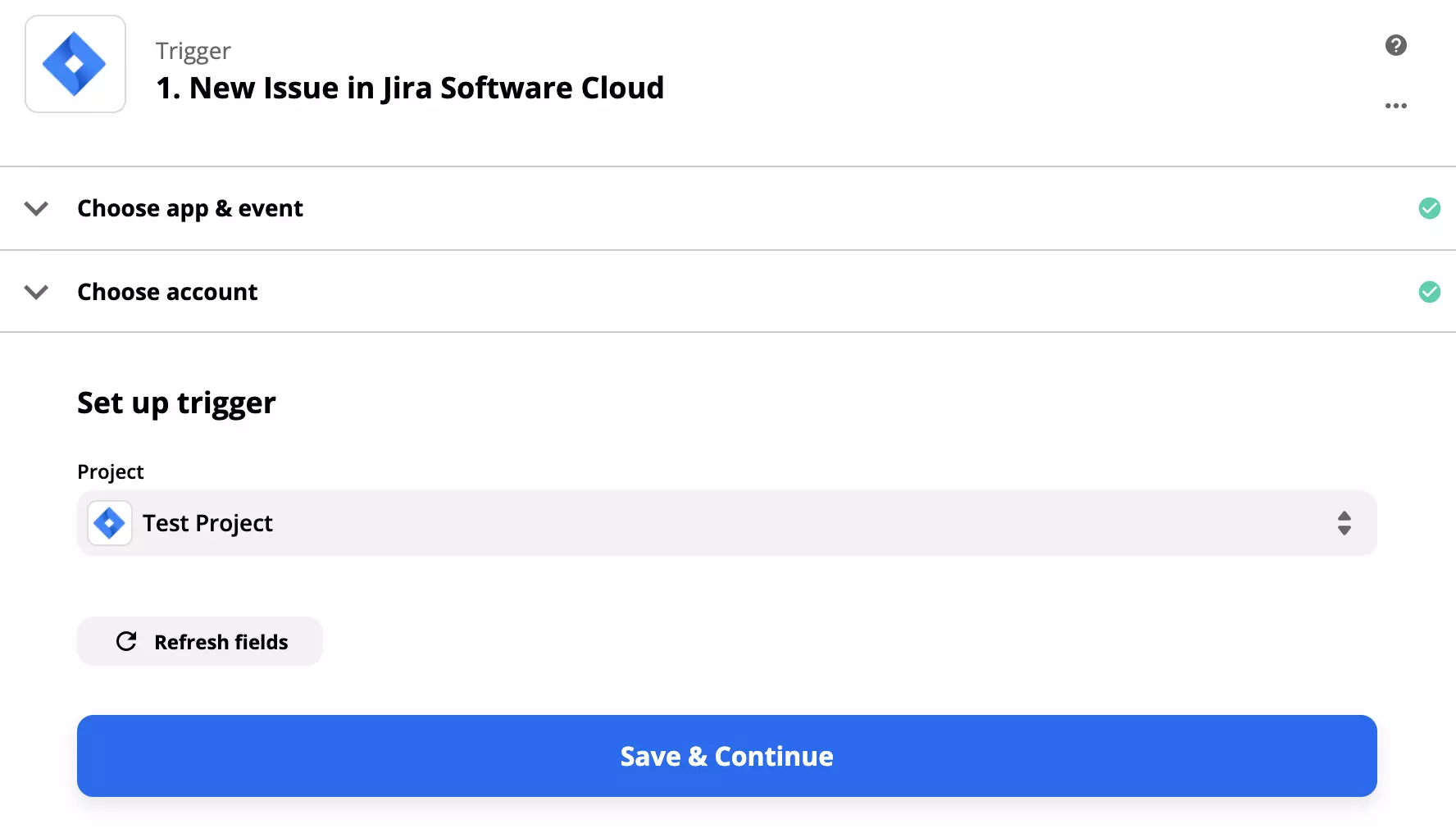 Fin de la configuración del disparador de Jira