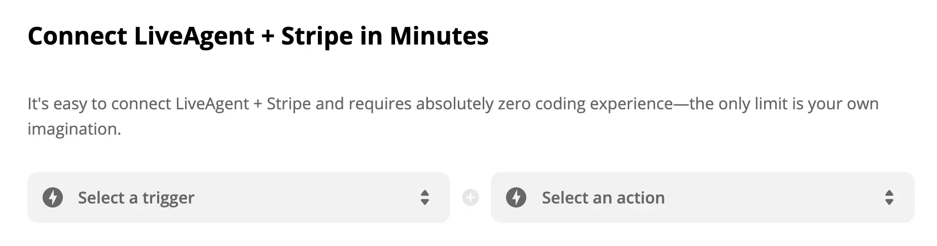 Página de integración de LiveAgent y Stripe en Zapier