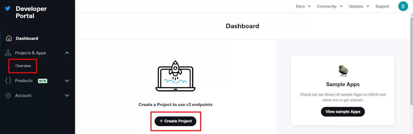 Creando nuevo proyecto en el portal de desarrolladores de Twitter (X)
