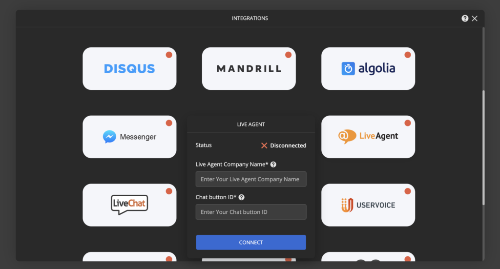 Integración de LiveAgent en Ucraft