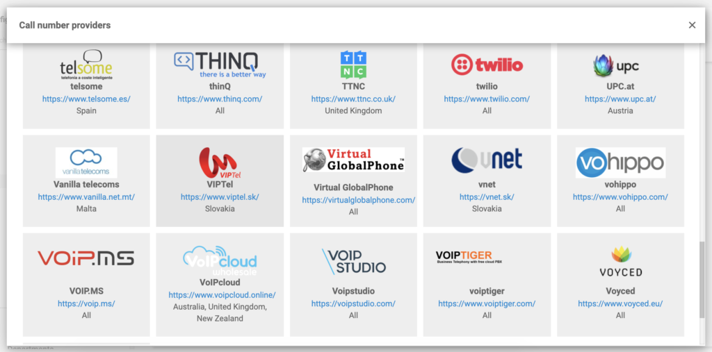 VoIPcloud en la lista de proveedores VoIP