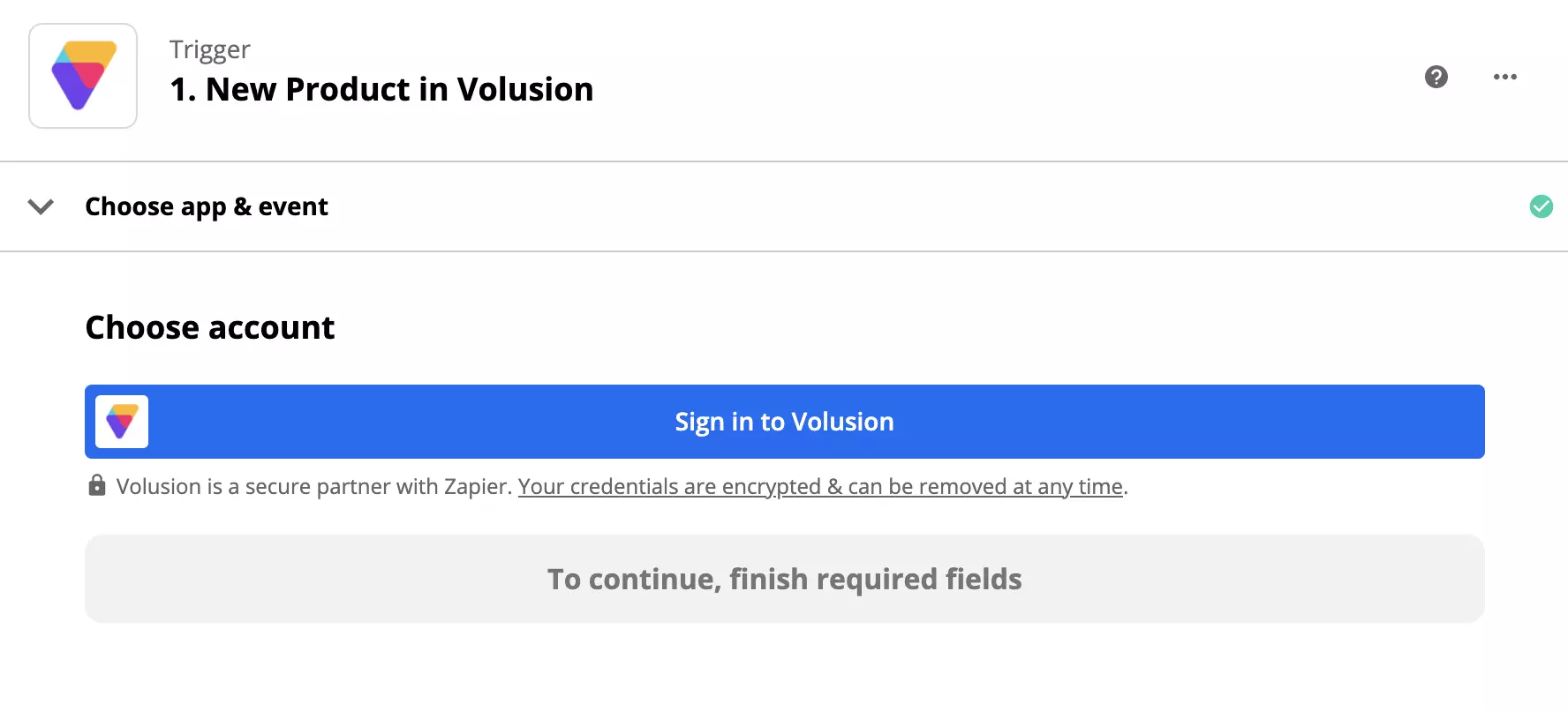 Configuración del activador de Volusion en Zapier