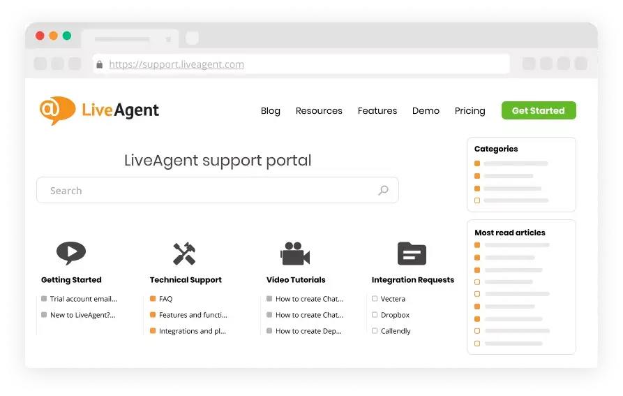 Software de portal de clientes - LiveAgent