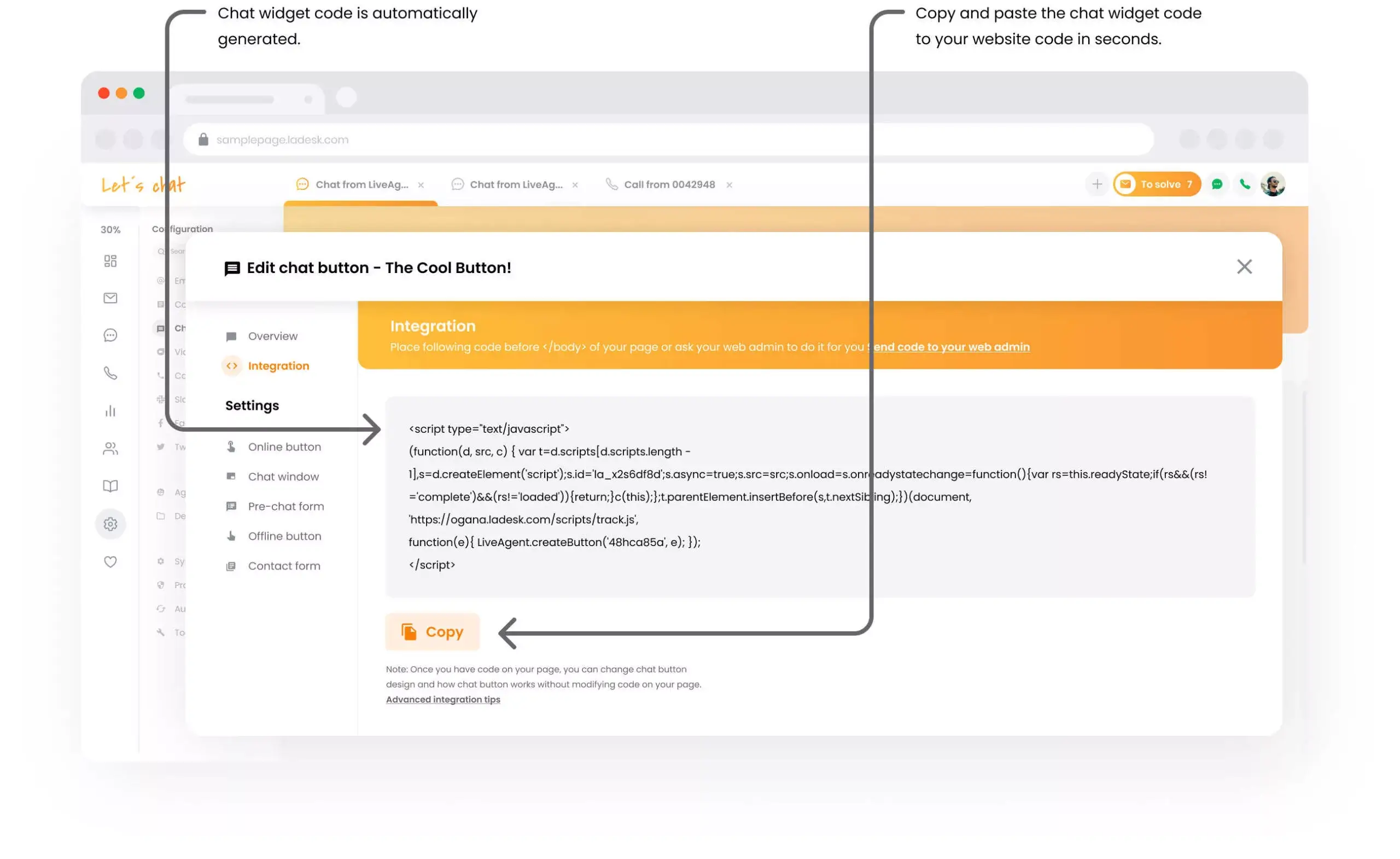 Integra en el sitio web