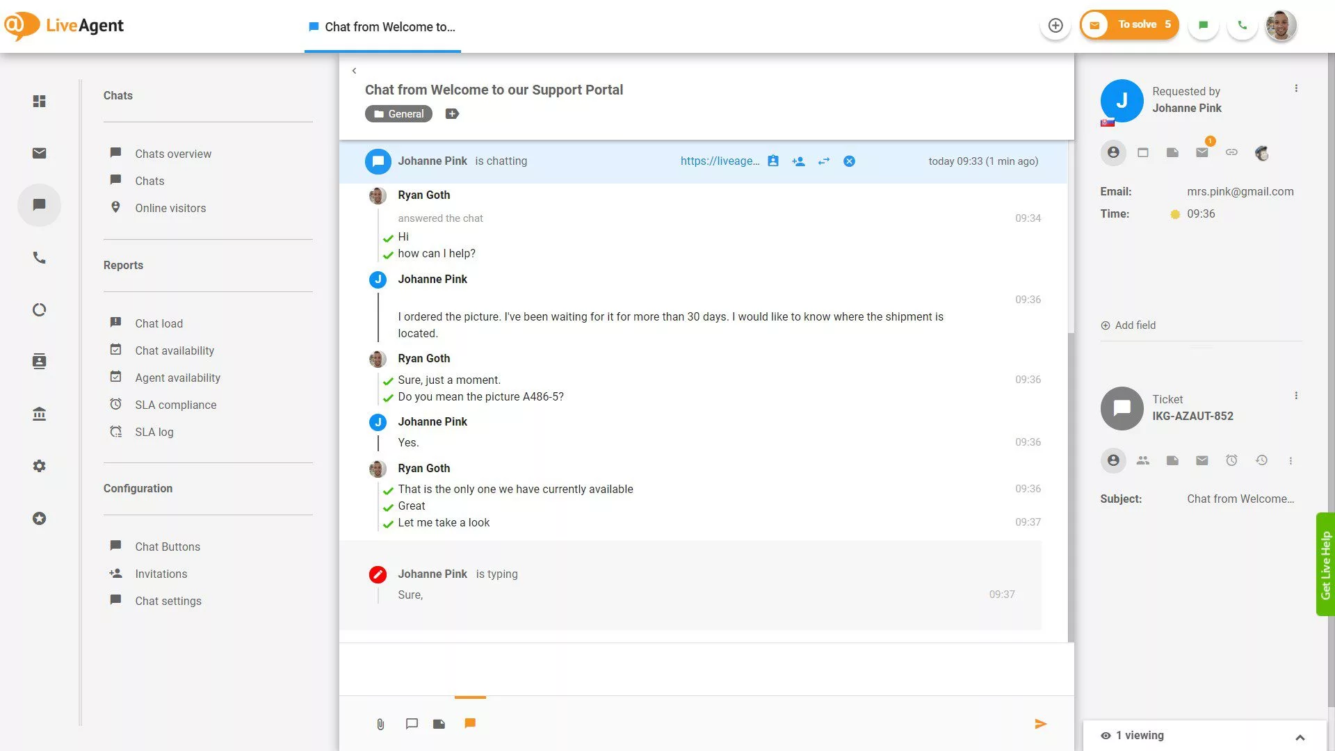 Vista de chat en tiempo real