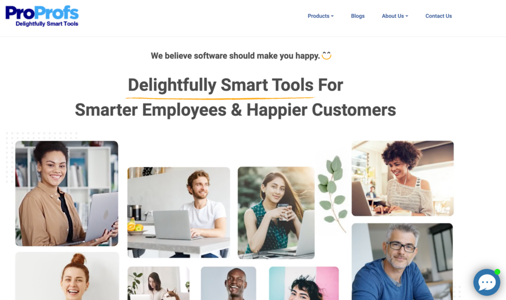 Página de inicio del software de base de conocimiento ProProfs