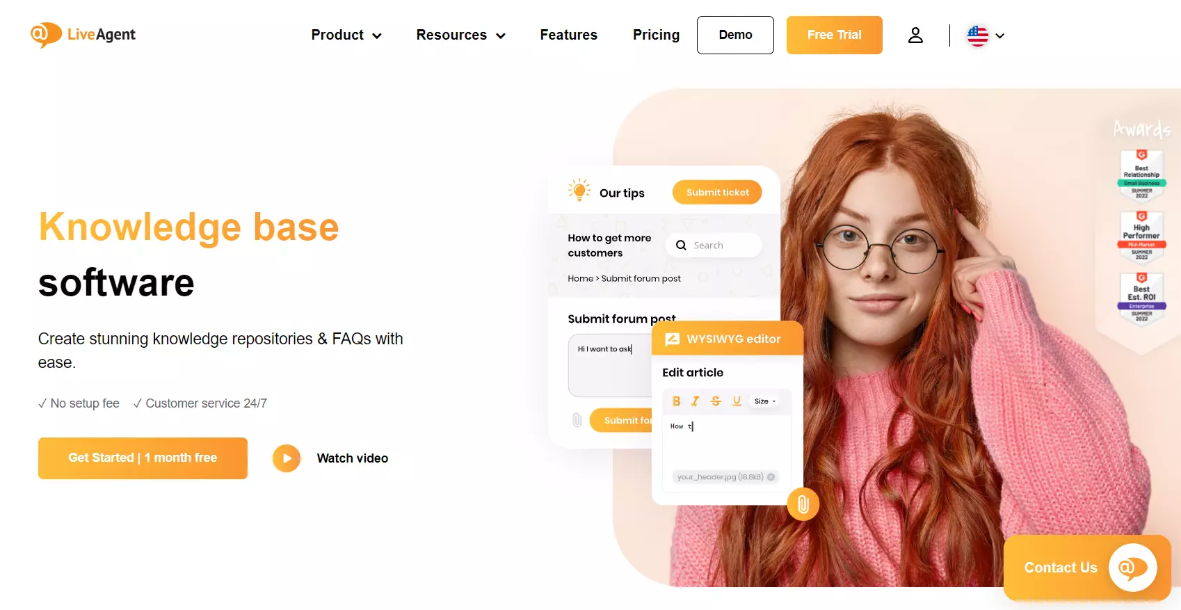 Página de inicio de la base de conocimiento de LiveAgent