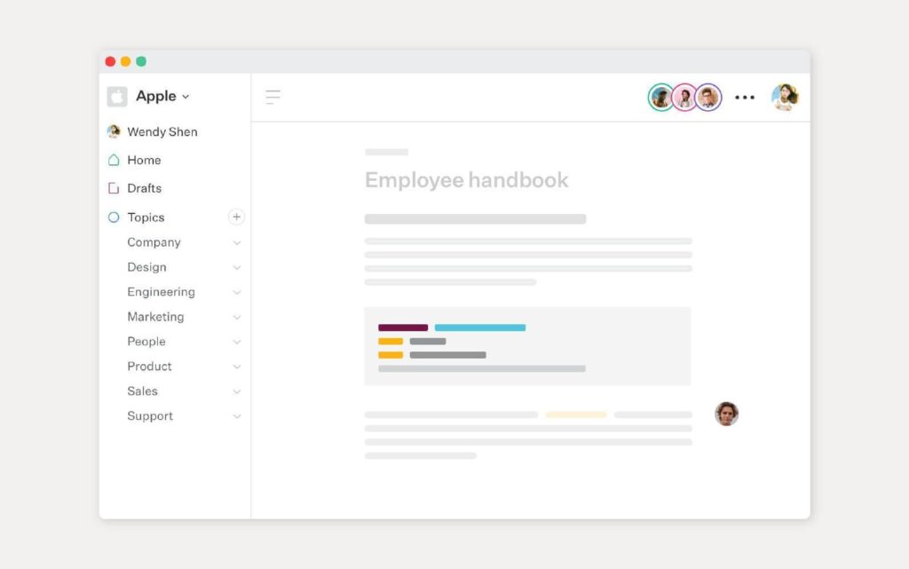 Captura de pantalla de la solución de base de conocimiento de Slab