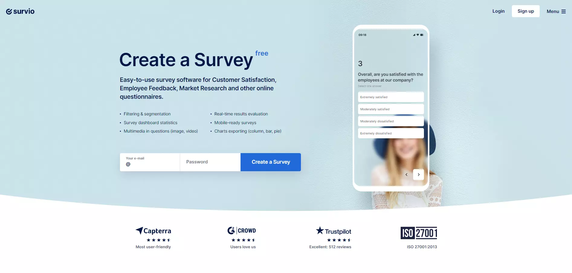 Página de inicio de Survio